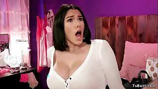 Huge tits shemale girlfriend anal fucks bf